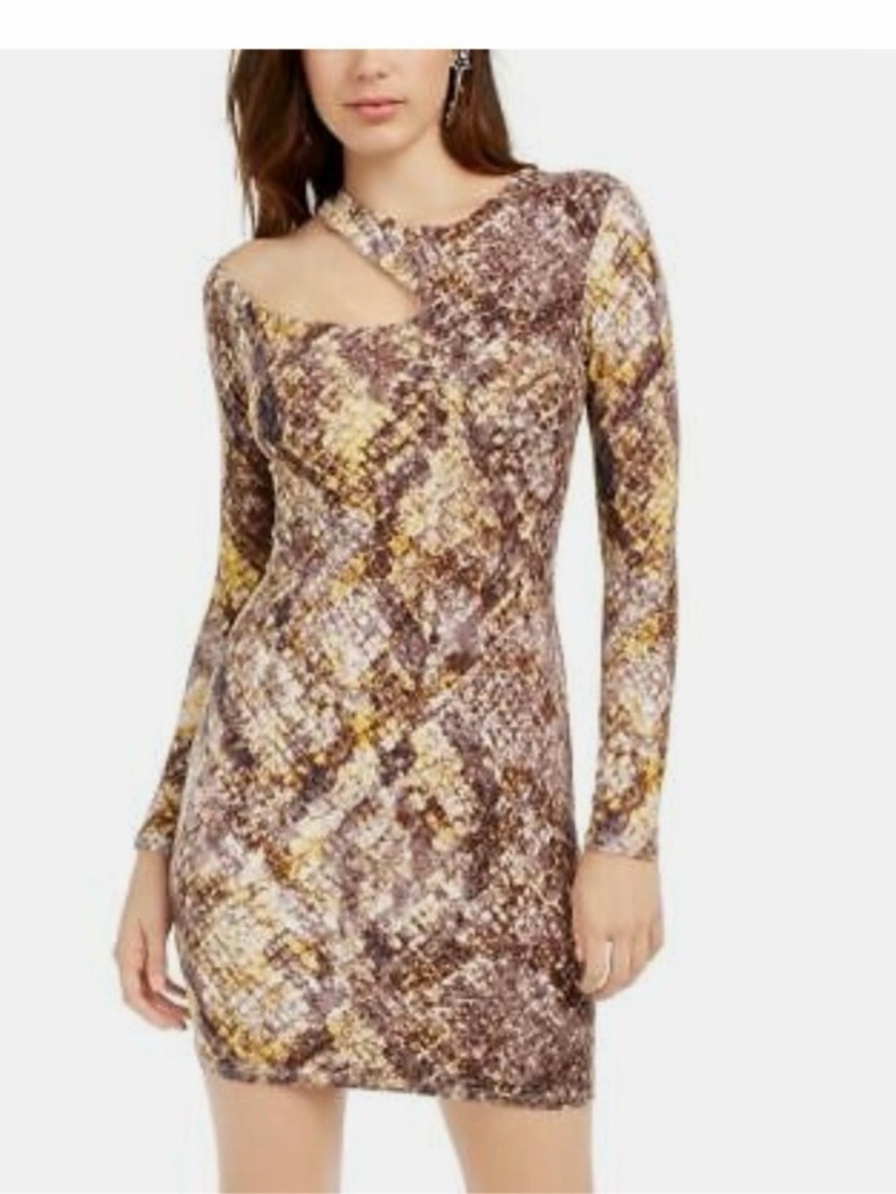NWT GUESS Women's Printed Asymmetric Cutout Bodycon Dress